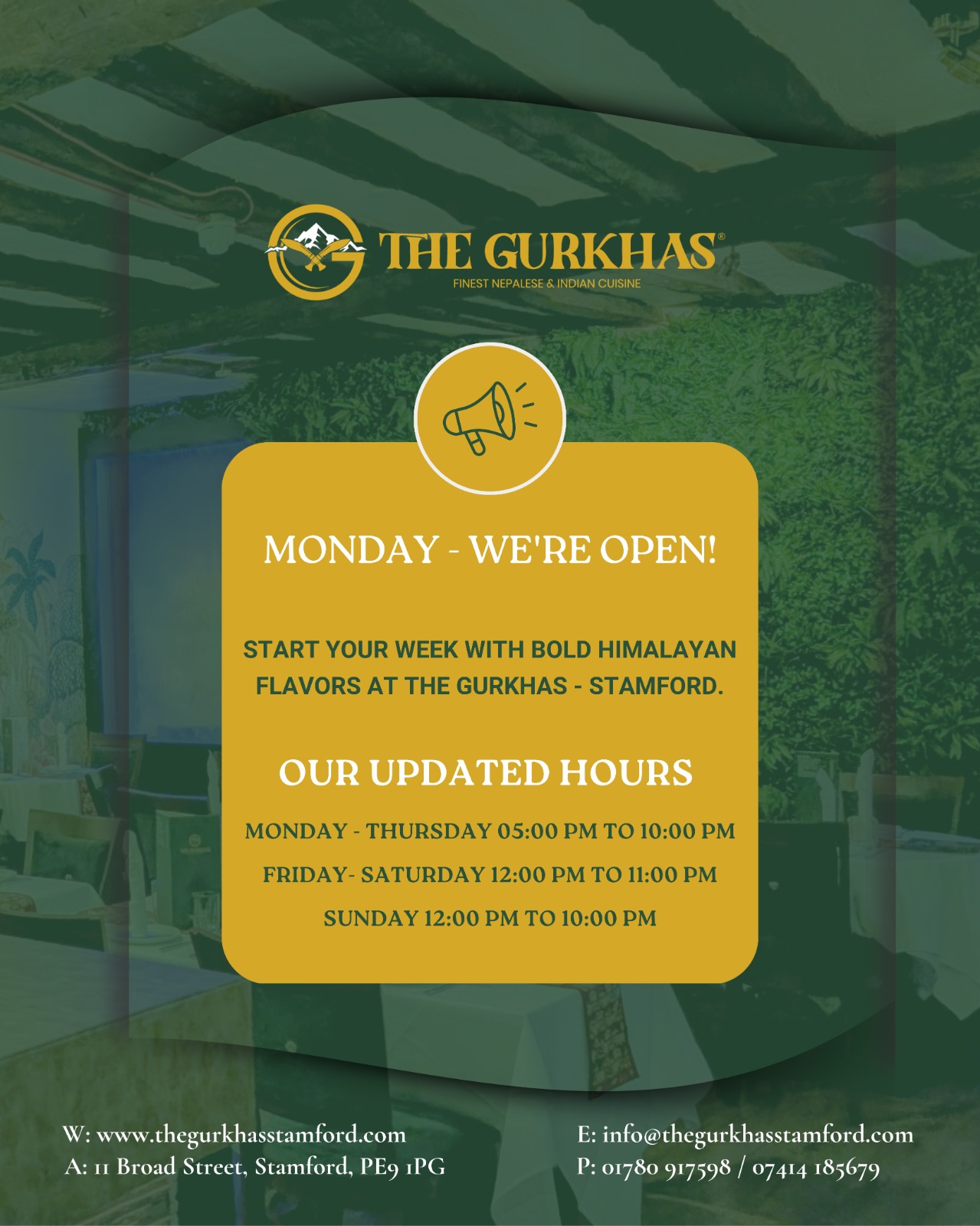 New Opening Times